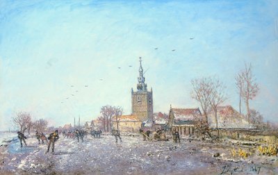 Die Schlittschuhläufer in Overschie, 1867 von Johan Barthold Jongkind